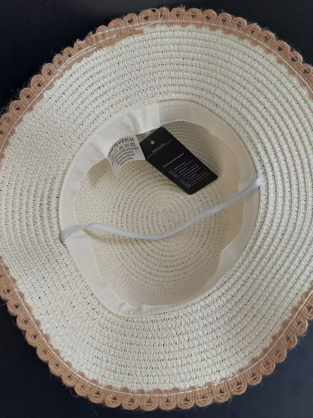 BIenvenu Girls Straw Sun Hat w/ Floral Trim Lightweight Summer Casual/Beach NWT